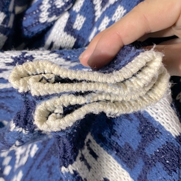 Vintage Botany 500 Blue White Jacquard Crew Neck 80s 90s Dad Sweater L - Picture 10 of 12